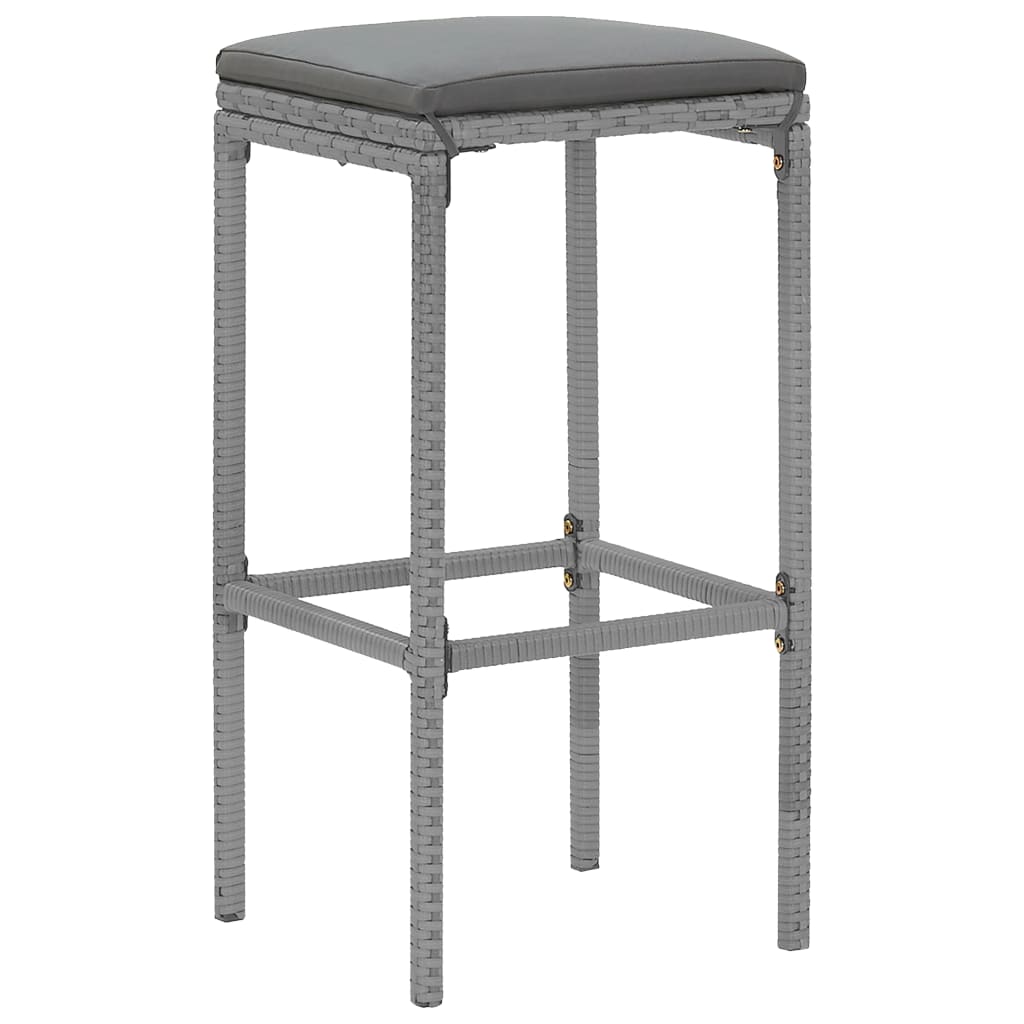 Set Bar da Giardino 9 pz con Cuscini in Polyrattan Grigio 3187624
