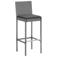 Set Bar da Giardino 7 pz con Cuscini in Polyrattan Grigio