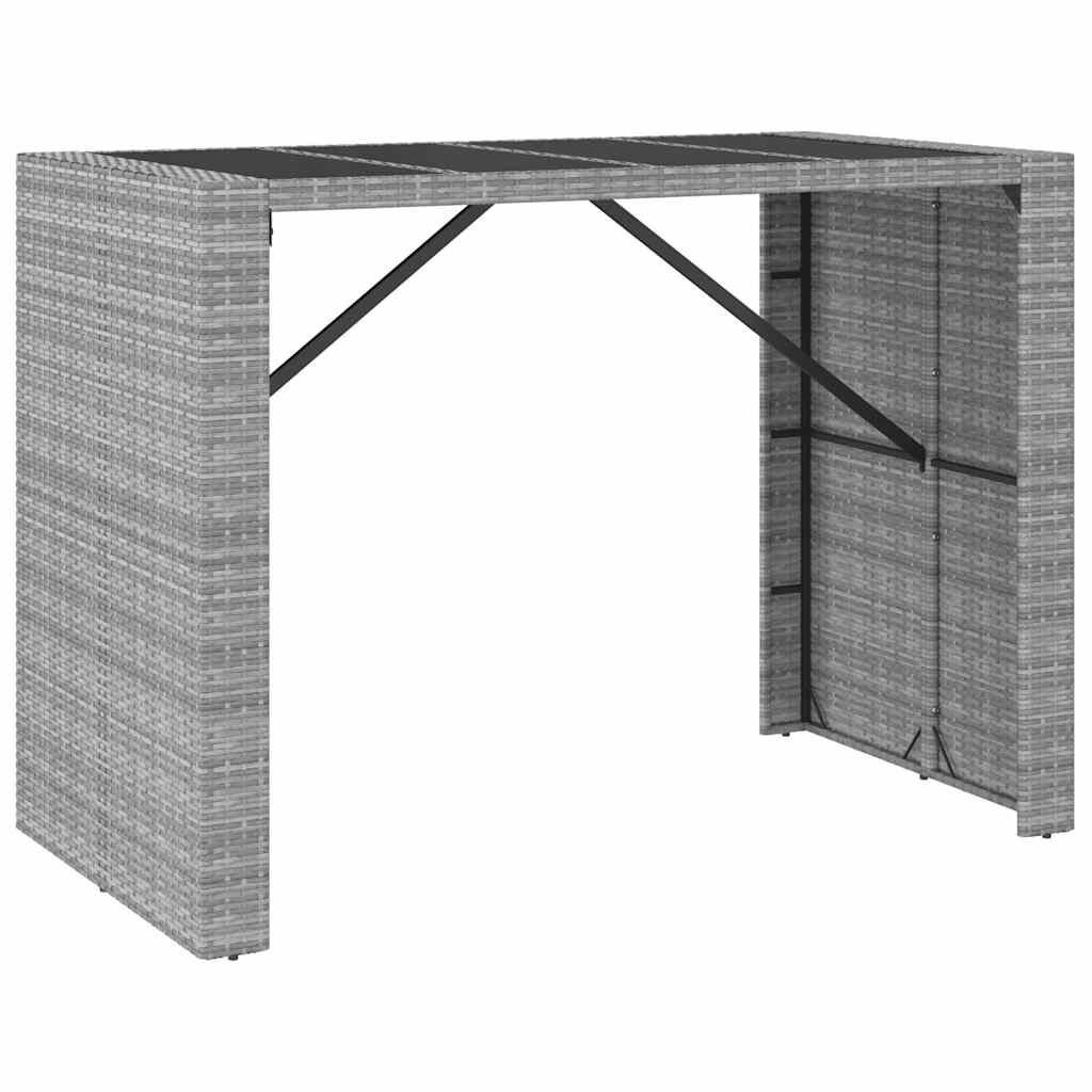 Set Bar da Giardino 7 pz con Cuscini in Polyrattan Grigio 3187628