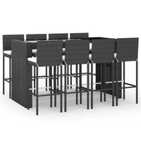 Set Bar da Giardino 9 pz con Cuscini in Polyrattan Nero 3187629