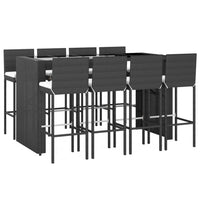 Set Bar da Giardino 9 pz con Cuscini in Polyrattan Nero 3187629