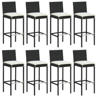 Set Bar da Giardino 9 pz con Cuscini in Polyrattan Nero 3187629