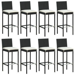 Set Bar da Giardino 9 pz con Cuscini in Polyrattan Nero 3187629