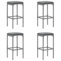 Set Bar da Giardino 5 pz con Cuscini in Polyrattan Grigio 3187634