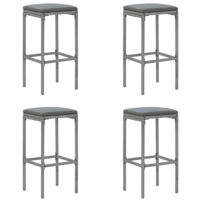 Set Bar da Giardino 5 pz con Cuscini in Polyrattan Grigio 3187634