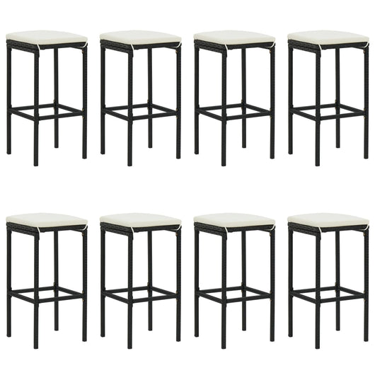 Set bar da giardino da 9 pezzi con cuscini in polyrattan nero 02_0013444