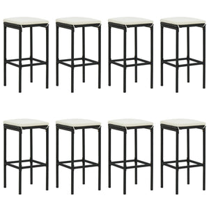 Set Bar da Giardino 9 pz con Cuscini in Polyrattan Nero 3187637