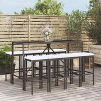 Set Bar da Giardino 9 pz con Cuscini in Polyrattan Nero 3187637