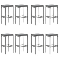 Set bar da giardino da 9 pezzi con cuscini in polyrattan grigio 02_0013442