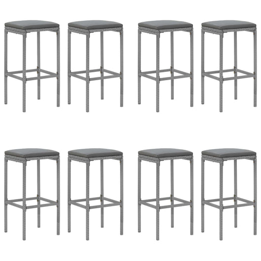 Set bar da giardino da 9 pezzi con cuscini in polyrattan grigio 02_0013442