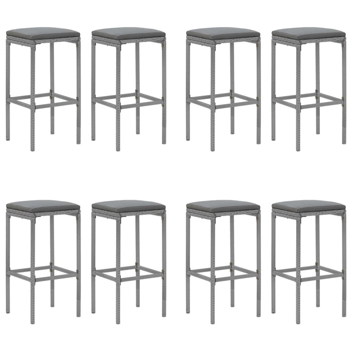 Set bar da giardino da 9 pezzi con cuscini in polyrattan grigio 02_0013442