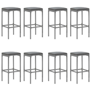 Set Bar da Giardino 9 pz con Cuscini in Polyrattan Grigio 3187638