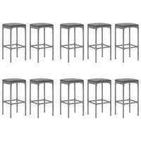 Set bar da giardino da 11 pezzi con cuscini in polyrattan grigio 02_0013360