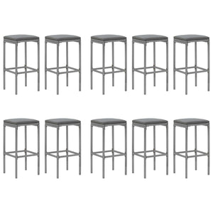 Set bar da giardino da 11 pezzi con cuscini in polyrattan grigio 02_0013360