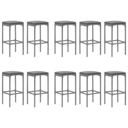Set bar da giardino da 11 pezzi con cuscini in polyrattan grigio 02_0013360