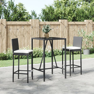 Set Bar da Giardino 3 pz con Cuscini in Polyrattan Nerocod mxl 117443