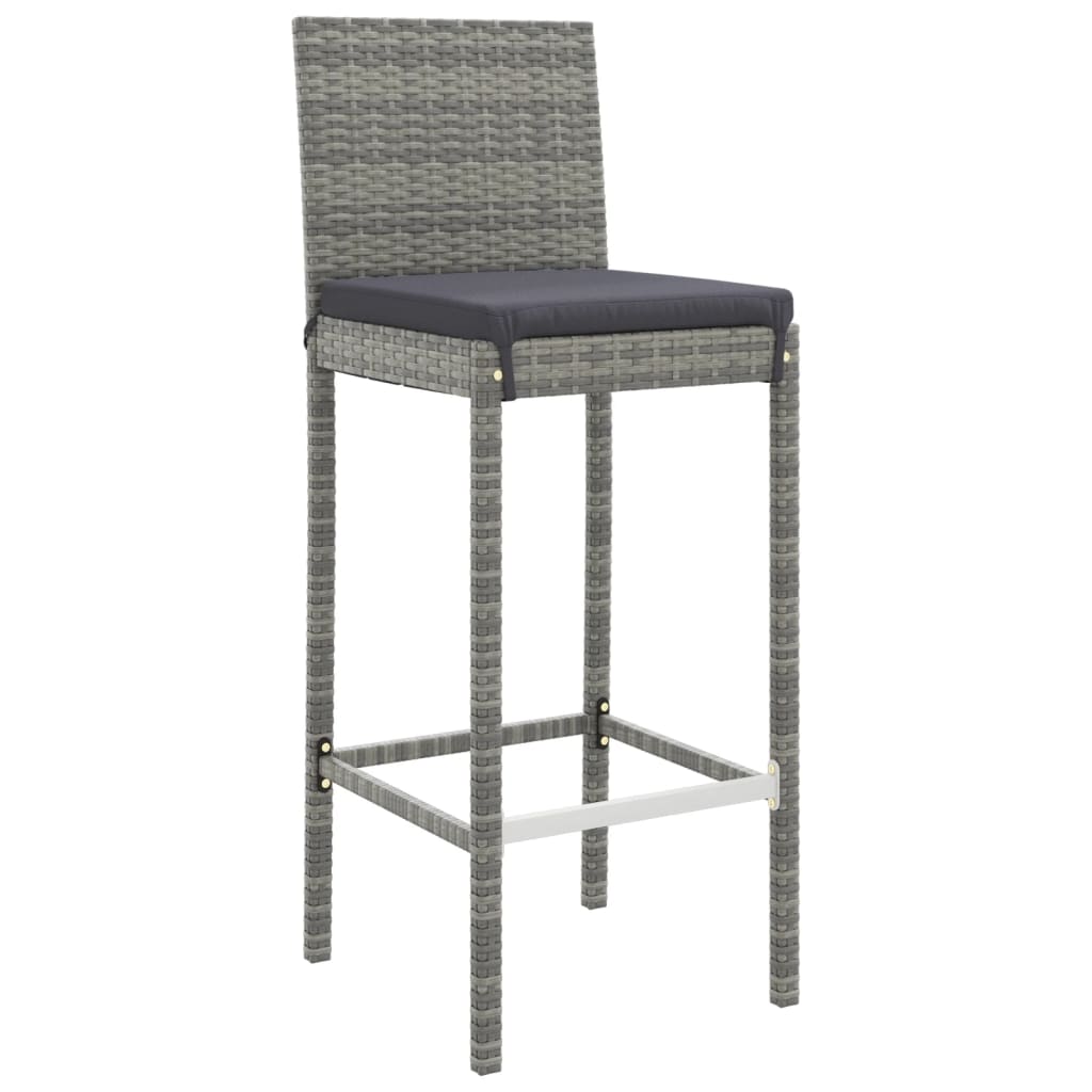 Set Bar da Giardino 7 pz con Cuscini in Polyrattan Grigio 3187646