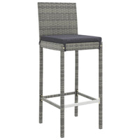 Set Bar da Giardino 7 pz con Cuscini in Polyrattan Grigio 3187646