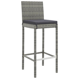 Set Bar da Giardino 7 pz con Cuscini in Polyrattan Grigio 3187646