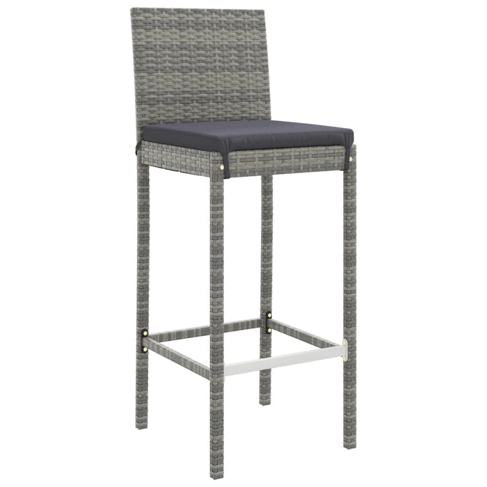 Set Bar da Giardino 7 pz con Cuscini in Polyrattan Grigio 3187646
