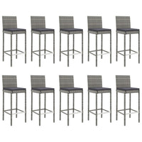 Set Bar da Giardino 11 pz con Cuscini in Polyrattan Grigio 3187650