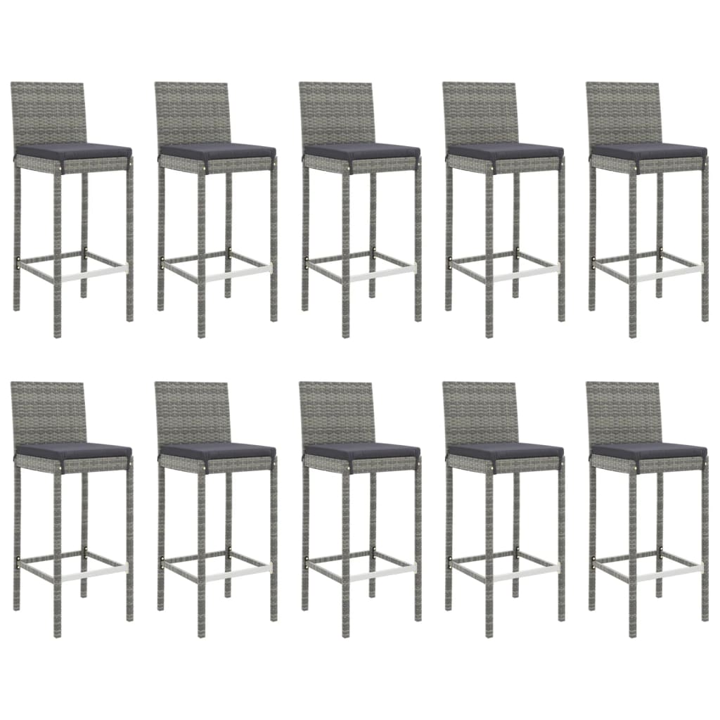 Set bar da giardino da 11 pezzi con cuscini in polyrattan grigio 02_0013359