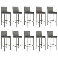 Set bar da giardino da 11 pezzi con cuscini in polyrattan grigio 02_0013359