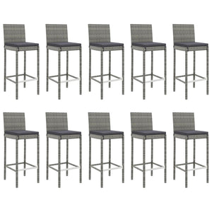 Set bar da giardino da 11 pezzi con cuscini in polyrattan grigio 02_0013359