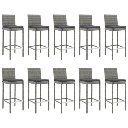 Set bar da giardino da 11 pezzi con cuscini in polyrattan grigio 02_0013359