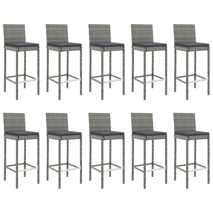 Set bar da giardino da 11 pezzi con cuscini in polyrattan grigio 02_0013359