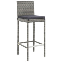 Set Bar da Giardino 11 pz con Cuscini in Polyrattan Grigio 3187650