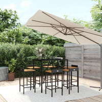 Set Bar Giardino 7 pz Nero Polyrattan e Legno Massello Acacia 3187678