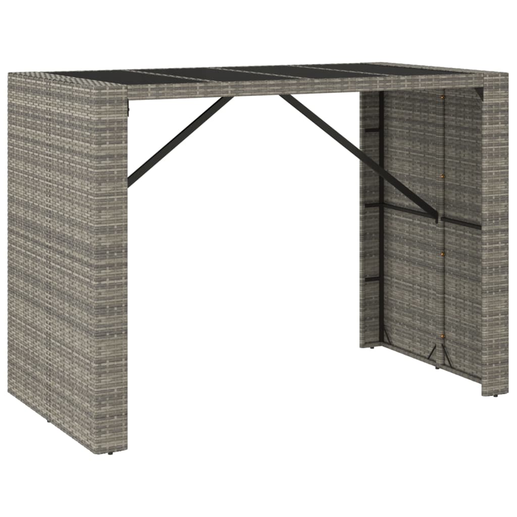 Set Bar Giardino 7pz Grigio Polyrattan e Legno Massello Acacia 3187703