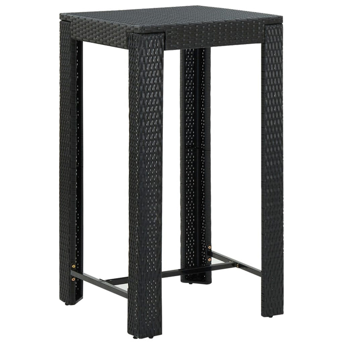 Set Bar Giardino 3 pz Nero Polyrattan e Legno Massello Acacia 3187706