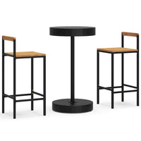 Set bar da giardino mobili da esterno terrazza 3 pezzi polyrattan nero/legno massiccio di acacia 02_0013478