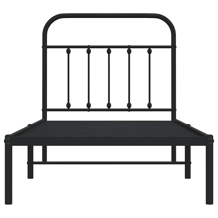 Giroletto con Testiera in Metallo Nero 90x200 cm 352571