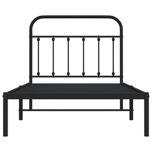 Giroletto con Testiera in Metallo Nero 100x190 cm 352572