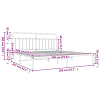 Giroletto con Testiera in Metallo Nero 200x200 cm 352585