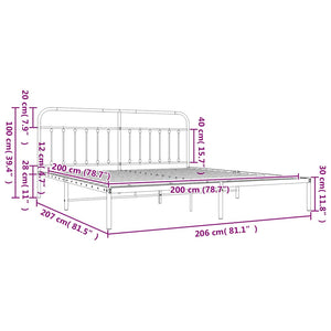 Giroletto con Testiera in Metallo Nero 200x200 cm 352585