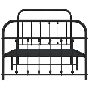 Giroletto con Testiera e Pediera Metallo Nero 100x190 cm 352590