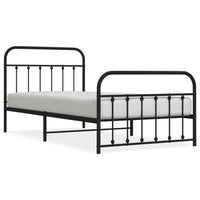 Giroletto con Testiera e Pediera Metallo Nero 107x203 cm 352592