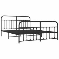 Giroletto con Testiera e Pediera Metallo Nero 183x213 cm 352601