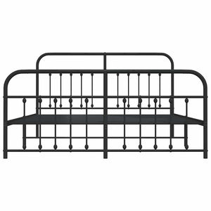 Giroletto con Testiera e Pediera Metallo Nero 183x213 cm 352601