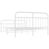 Giroletto con Testiera e Pediera Metallo Bianco 180x200 cm 352649