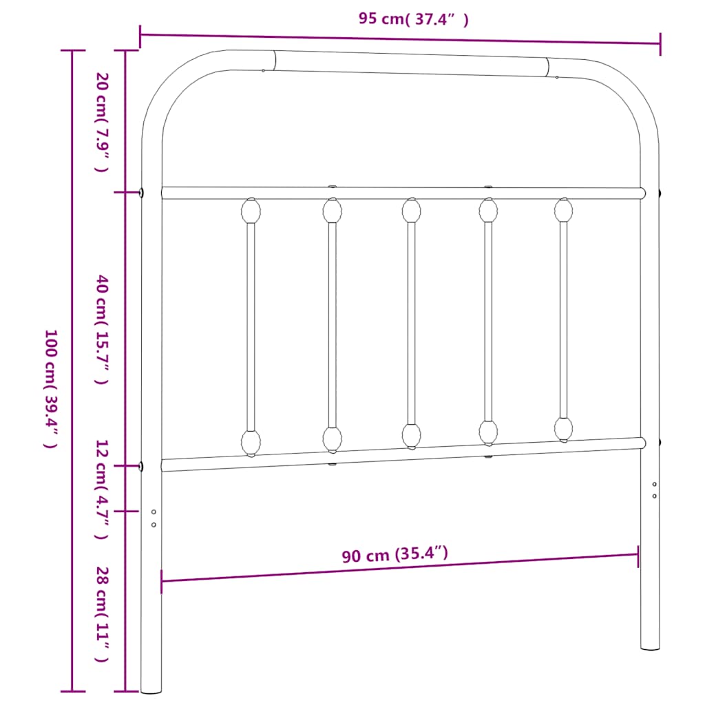 Testiera in Metallo Bianco 90 cm 352655
