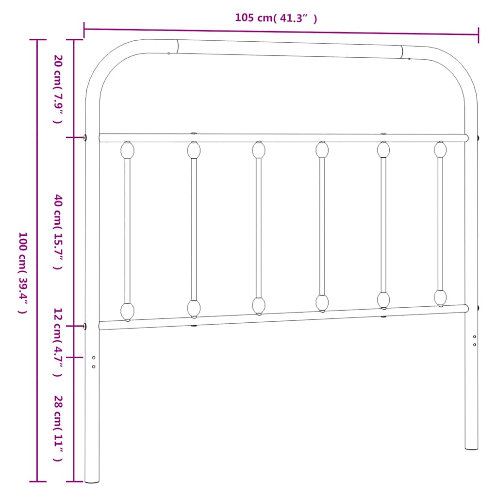 Testiera in Metallo Bianco 100 cm 352656