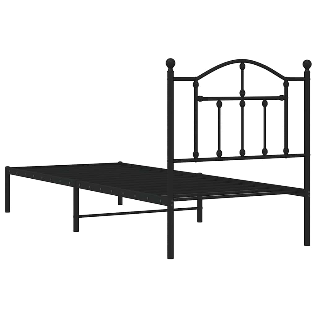 Giroletto con Testiera in Metallo Nero 90x190 cm 353431