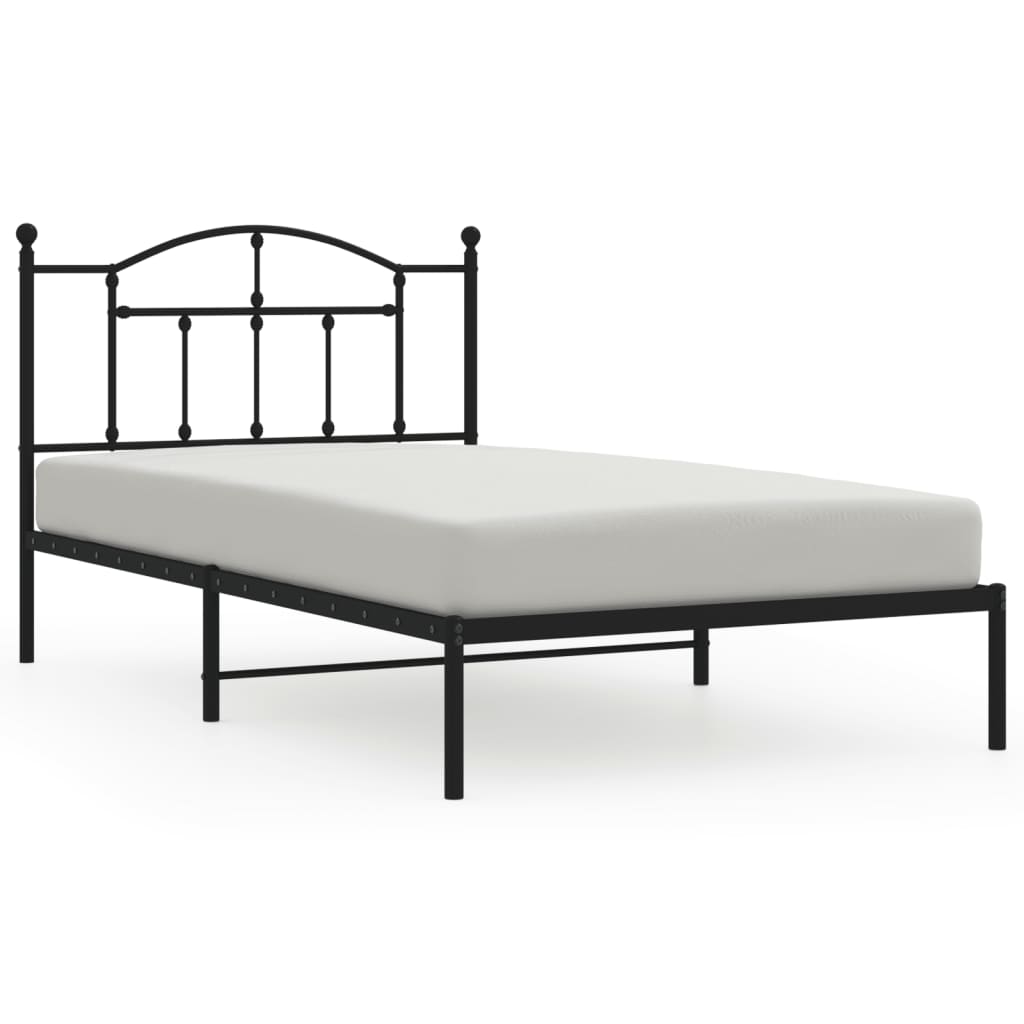 Giroletto con Testiera-Struttura Letto con testiera in Metallo Nero 107x203 cm 197060