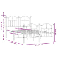Giroletto con Testiera e Pediera Metallo Nero 120x200 cm 353455