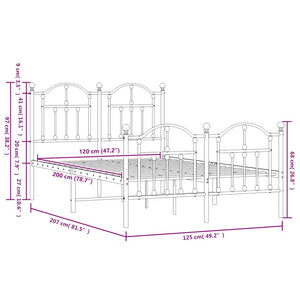 Giroletto con Testiera e Pediera Metallo Nero 120x200 cm 353455